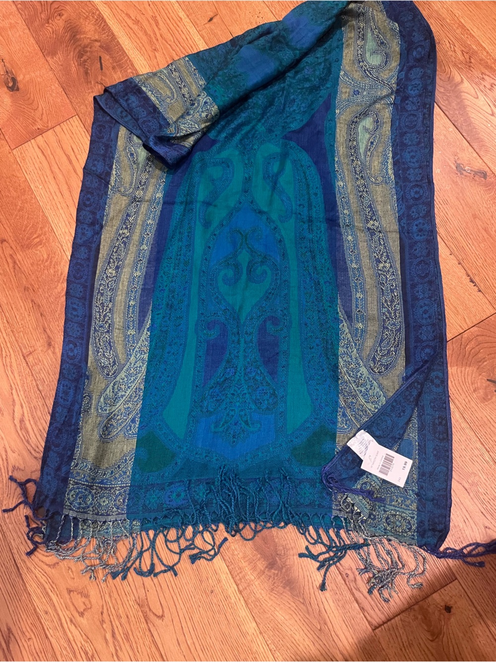 NWT Blue & Teal Paisley Tapestry Scarf